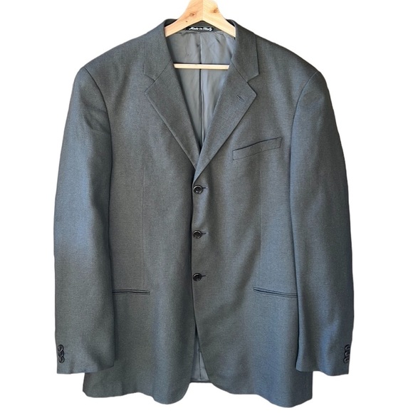 Armani Collezioni 100% Silk Gray Men’s Blazer Sports Jacket 43L - Picture 1 of 13